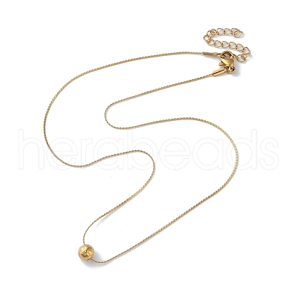 Ion Plating(IP) 304 Stainless Steel Round Ball Pendant Necklaces for Women NJEW-D056-01A-01G-1