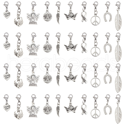 SUNNYCLUE 40Pcs 10 Styles Tibetan Style Alloy Pendant Decorations HJEW-SC0001-68-1