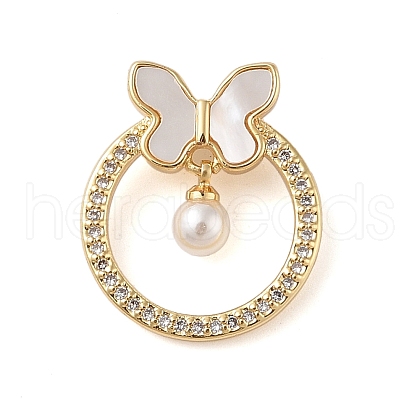 Brass Micro Pave Clear Cubic Zirconia Pendants KK-I712-20G-1