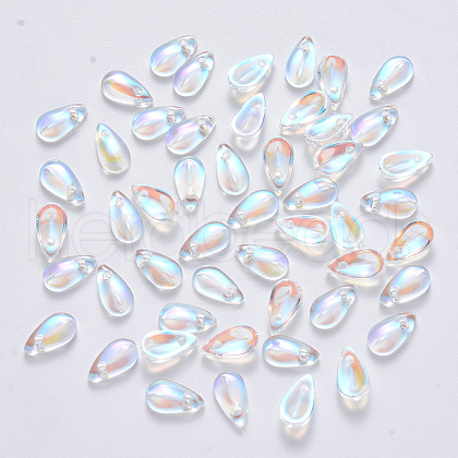 Transparent Spray Painted Glass Charms GLAA-R211-07-B01-1
