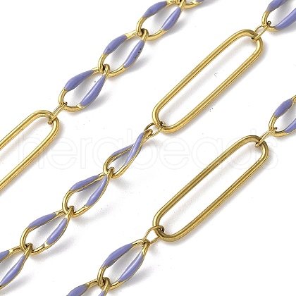 304 Stainless Steel Enamel Figaro Chains CHS-U003-02G-15-1