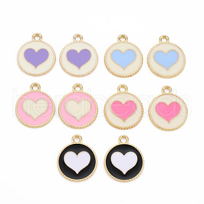 Light Gold Alloy Enamel Pendants ENAM-S126-131-1