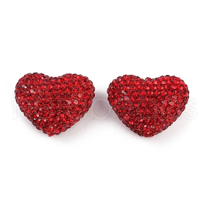 Heart Shaped Polymer Clay Rhinestone Beads CLAY-NH0002-02D-1
