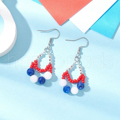304 Stainless Steel Teardrop Dangle Earrings EJEW-MZ00462-01-1