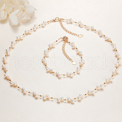 Mother's Day Jewellery Natural Freshwater Pearl Beaded Necklaces & Beaded Bracelets WG3957A-03-1