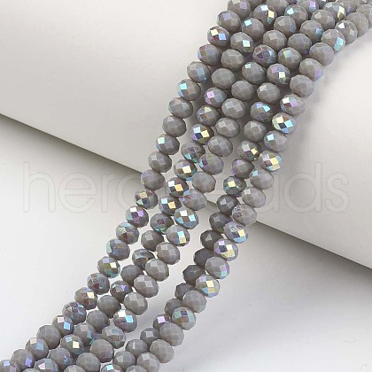 Electroplate Opaque Solid Color Glass Beads Strands X1-EGLA-A034-P6mm-L13-1