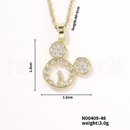 Elegant Hollow Pendant Necklace with Shiny Zircon Cute Clock Design RV7795-1