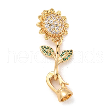 Brass Micro Pave Cubic Zirconia Fold Over Clasps KK-Z072-18G-1