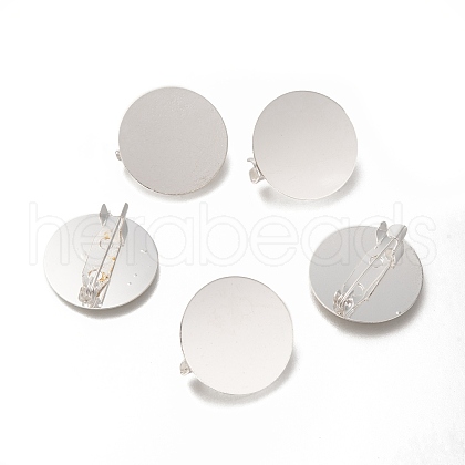 Flat Round Tray Brass Brooch Findings for DIY Brooch Making MAK-Q001-026S-1