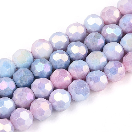 Electroplate Glass Beads Strands EGLA-T021-6mm-15-07-1
