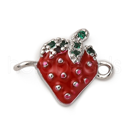 Brass Micro Pave Green Cubic Zirconia Fruit Connector Charms KK-I276-15P-A01-1