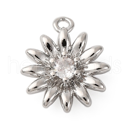 Brass Pave Clear Cubic Zirconia Charms KK-V016-18P-1
