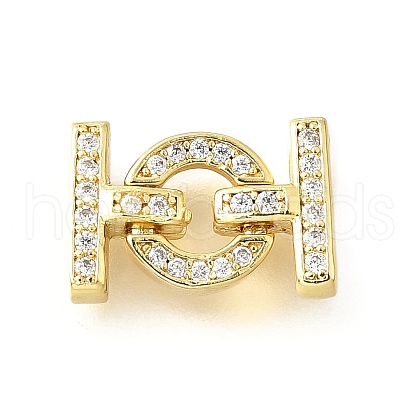 Rack Plating Brass Micro Pave Clear Cubic Zirconia Fold Over Clasps KK-V008-23G-1