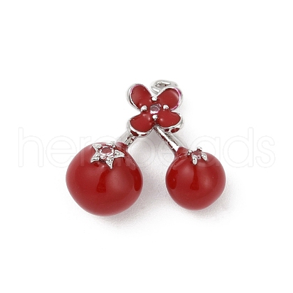 Brass Red Enamel Pendants KK-M322-03P-1