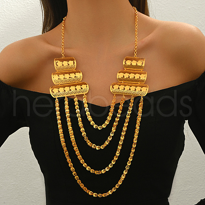 Exquisite Middle Eastern Style Flower Tassel Multi-layer Bib Necklaces for Women WE4351-1