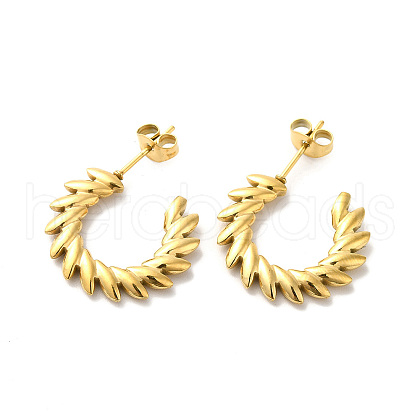 Ion Plating(IP) 304 Stainless Steel Leafy Branch Wrap Stud Earrings for Women EJEW-K243-05G-1