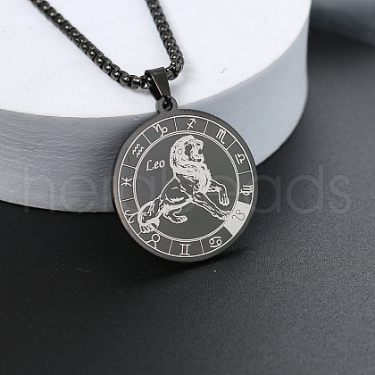 201 Stainless Steel Pendant Necklaces with Alloy Box Chain WGA45A6-17-1