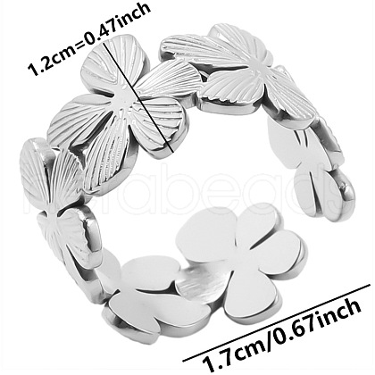 304 Stainless Steel Flower Patchwork Ring QE2937-1-1