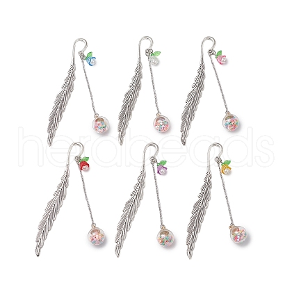Alloy Feather Bookmarks AJEW-JK00365-1