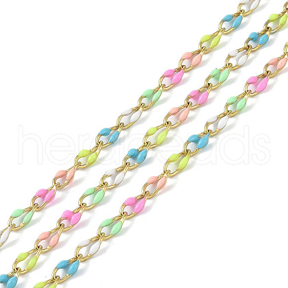 Ion Plating(IP) 304 Stainless Steel Dapped Chains AJEW-Q150-09G-08-1