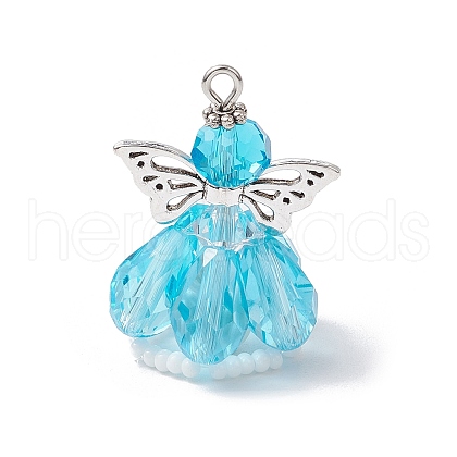 Faceted Glass Pendants PALLOY-MZ00583-03-1
