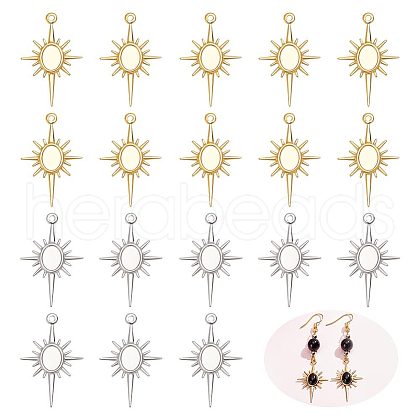 BENECREAT 40Pcs 2 Colors Rack Plating Brass Pendant Cabochon Settings KK-BC0011-24-1