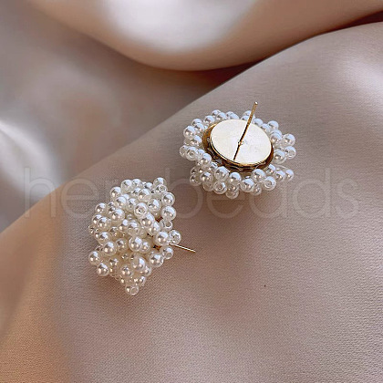 Flower Alloy Plastic Imitation Pearl Stud Earrings FS-WGFEC53-01-1