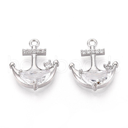 Brass Micro Pave Cubic Zirconia Pendants KK-N267-03A-P-1