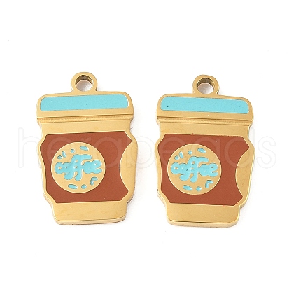 304 Stainless Steel Enamel Charms STAS-R168-01B-G-1