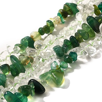 Natural Quartz Crystal/Rock Crystal & Chrysoprase Beads Strands G-L610-B22-01-1