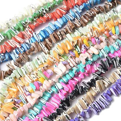 Dyed Natural Trochus Shell Beads Strands SSHEL-C013-09-1