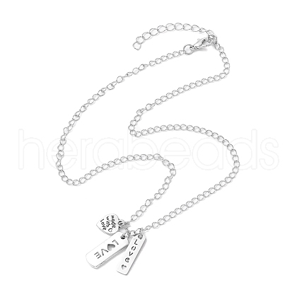 Valentine's Day Alloy and 201 Stainless Steel Word Love Pendants Necklace NJEW-JN04693-1