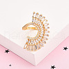 Brass Micro Pave Clear Cubic Zirconia Cuff Rings for Women KK-T074-05G-1