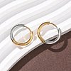 304 Stainless Steel Two Tone Hoop Earrings EJEW-P313-02C-G-2
