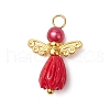 Opaque Resin Flower Rose Beads with Glass Pearl Round Bead and Tibetan Style Alloy Fairy Wing Beads and Brass Ball Head pins Pendants PALLOY-JF03594-01-3