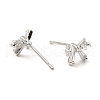 Brass Pave Clear Cubic Zirconia Bowknot Stud Earrings for Women EJEW-G362-13P-2