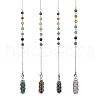 Mixed Synthetic & Natural Round Gemstone Pointed Dowsing Pendulums PALLOY-JF02455-02-1