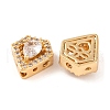 Brass Micro Pave Clear Cubic Zirconia Beads KK-S389-28G-2