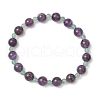 Natural Green Aventurine & Amethyst Round Beaded Stretch Bracelets for Women BJEW-JB11928-01-2