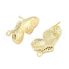 Brass Micro Pave Clear Cubic Zirconia Stud Earring Findings KK-Z106-02G-07-2