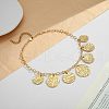 Brass Coin Pendant Bib Necklaces for Women FS-WGFA1B0-01-1