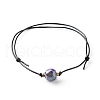Energy Pearl Luster Plated Natural Agate Round Faceted Beads Bracelet BJEW-JB06749-03-4