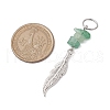 Natural Gemstone Chips & Alloy Feather Pendants PALLOY-JF02771-2