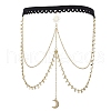 201 Stainless Steel & Brass Layered Star Sun Moon Tassel Thigh Leg Chains AJEW-AN00657-5