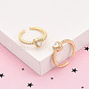Brass Micro Pave Clear Cubic Zirconia Cuff Rings for Women KK-T074-13G-1