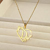 201 Stainless Steel Flower Heart Initial Pendant Necklaces for Women FS-WG08285-23-1