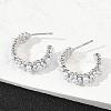 Flower Brass ABS Imitation Pearl Stud Earrings EJEW-M082-05P-2
