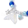 5Pcs 5 Color Glass & ABS Plastic Imitation Pearl Beaded Stretch Bracelets Set BJEW-JB09747-S-4