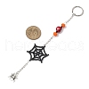 Halloween Theme Glass Seed Spider Web Keychains HJEW-MZ00285-01-3