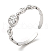 304 Stainless Steel Flat Round Wrap Open Cuff Ring for Women RJEW-I098-04P-1